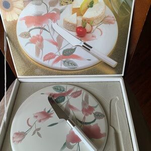 VINTAGE MIKASA CHEESE CRACKER PLATE KNIFE FX003 SILK FLOWERS